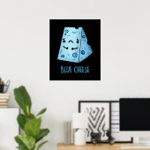 Blue Cheese Funny Food Pun Dark BG Poster (Thuiskantoor)