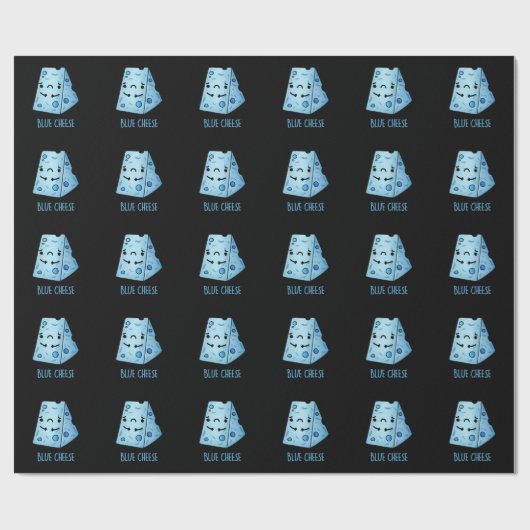 Blue Cheese Funny Sad Pun Dark BG Cadeaupapier (Vlak)