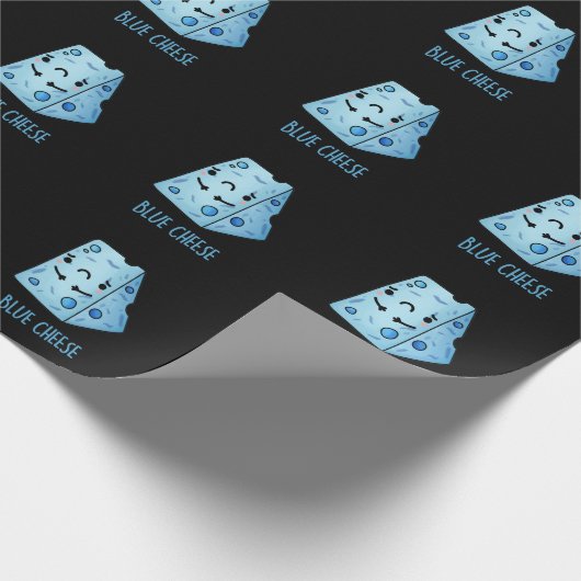 Blue Cheese Funny Sad Pun Dark BG Cadeaupapier (Hoek)