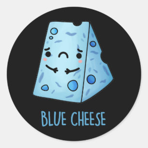 Blue Cheese Funny Sad Pun Dark BG Ronde Sticker