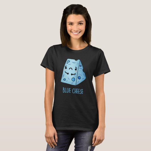Blue Cheese Funny Sad Pun Dark BG T-shirt (Voorkant volledig)