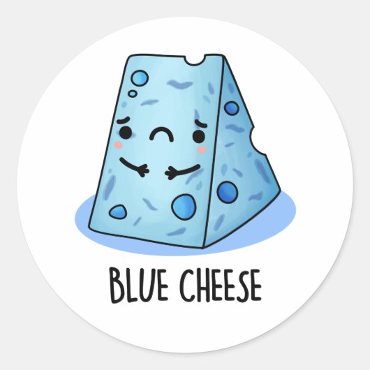 Blue Cheese Funny Sad Pun Ronde Sticker (Voorkant)