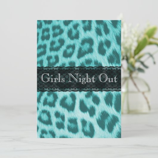 Blue Cheetah Lace Print Bachelorette Party Kaart (Staand voorkant)