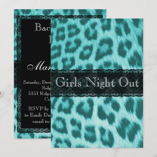 Blue Cheetah Lace Print Bachelorette Party Kaart (Voorkant / Achterkant)