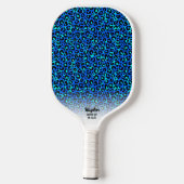 Blue Cheetah Print Animal Patroon aangepaste tekst Pickleball Paddle (Achterkant)