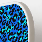 Blue Cheetah Print Animal Patroon aangepaste tekst Pickleball Paddle (Links Detail)