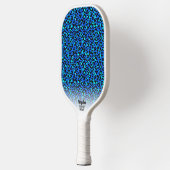 Blue Cheetah Print Animal Patroon aangepaste tekst Pickleball Paddle (Links)