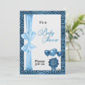 Blue Cheetah Print Baby shower Kaart (Staand voorkant)