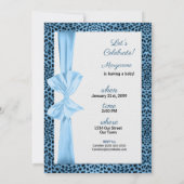 Blue Cheetah Print Baby shower Kaart (Achterkant)