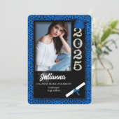Blue Cheetah Print Class van 2025 Afstuderen Kaart (Staand voorkant)