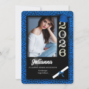 Blue Cheetah Print Class van 2025 Afstuderen Kaart