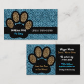 Blue Cheetah Print Custom Paw Pet Sitter Visitekaartje (Voorkant / Achterkant)