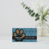 Blue Cheetah Print Custom Paw Pet Sitter Visitekaartje (Staand voorkant)