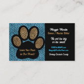 Blue Cheetah Print Custom Paw Pet Sitter Visitekaartje (Achterkant)