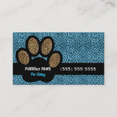 Blue Cheetah Print Custom Paw Pet Sitter Visitekaartje (Voorkant)