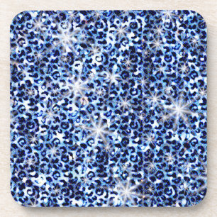 Blue Cheetah Sparkles Bier Onderzetter