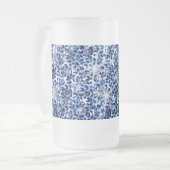 Blue Cheetah Sparkles Frosted Glass Beer Mok (Voorkant links)