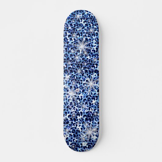 Blue Cheetah Sparkles Persoonlijk Skateboard (Voorkant)