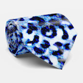 Blue Cheetah Sparkles Stropdas (Opgerold)