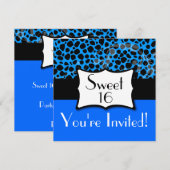 Blue Cheetah Sweet 16 Birthday Kaart (Voorkant / Achterkant)