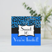 Blue Cheetah Sweet 16 Birthday Kaart (Staand voorkant)