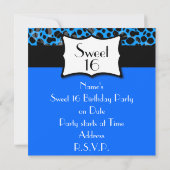 Blue Cheetah Sweet 16 Birthday Kaart (Achterkant)