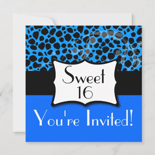 Blue Cheetah Sweet 16 Birthday Kaart (Voorkant)