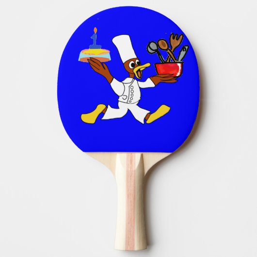 Blue Chef Ducky Kazoo Verjaardag Ping Pong Paddle Tafeltennisbatje (Voorkant)