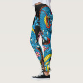 Blue Cherry Blossom Dragon Tattoo in zwart Leggings (Links)