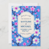 Blue Cherry Blossom Elegant Floral Romantic Spring Kaart (Voorkant)