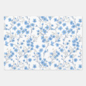Blue Cherry Blossom Floral Wrapping Paper (Voorkant)