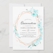 Blue Cherry Blossom Geometric Spring Quinceañera I Kaart (Voorkant)
