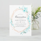 Blue Cherry Blossom Geometric Spring Quinceañera I Kaart (Staand voorkant)