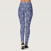 Blue Cherry Blossom Japans waspapieren patroon Leggings (Achterkant)