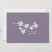 Blue Cherry Blossom Save the Date: Paars Date (Achterkant)
