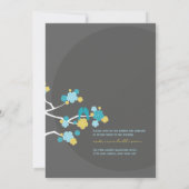 Blue Cherry Blossom Tortelduifjes Wedding Invite Kaart (Achterkant)