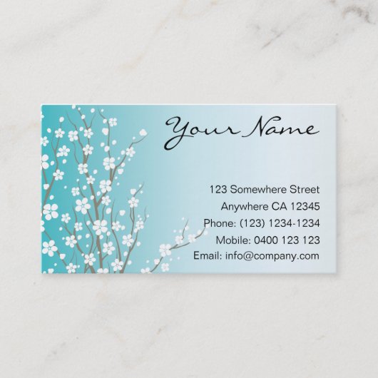 Blue Cherry Blossom Visitekaartje (Voorkant)