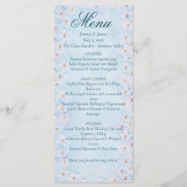 Blue Cherry Blossom Wedding Menu Kaart