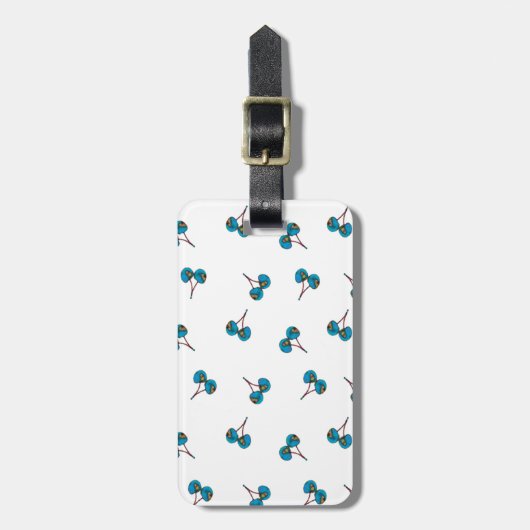Blue Cherry Pattern Bagagelabel (Voorkant verticaal)