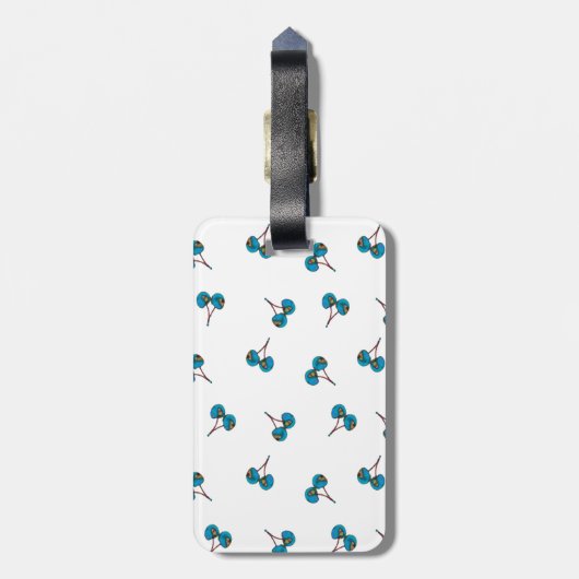 Blue Cherry Pattern Bagagelabel (Achterkant verticaal)