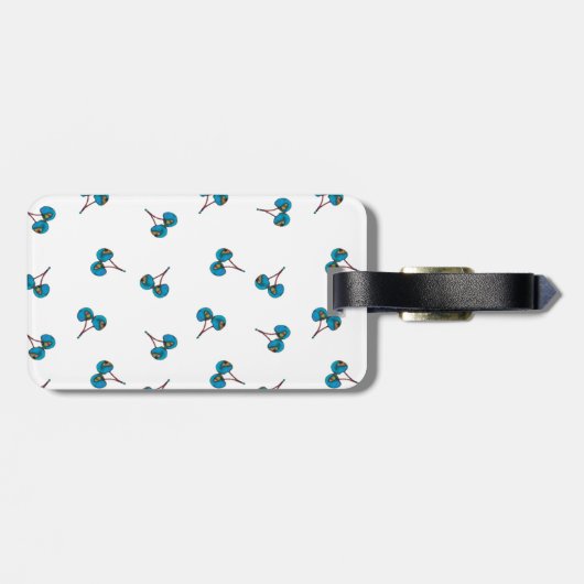 Blue Cherry Pattern Bagagelabel (Achterkant horizontaal)