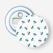 Blue Cherry Pattern Button Flesopener (Voorkant)