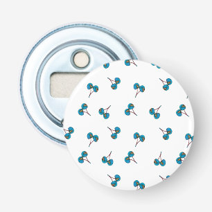 Blue Cherry Pattern Button Flesopener