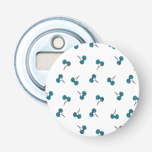Blue Cherry Pattern Button Flesopener (Voorkant)