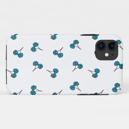 Blue Cherry Pattern Case-Mate iPhone Case (Achterkant (horizontaal))