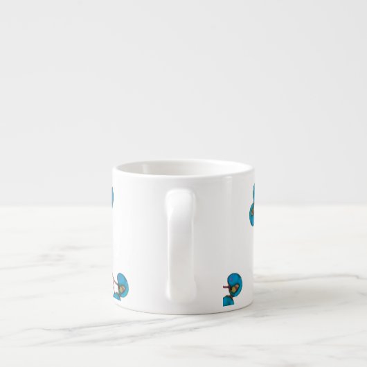 Blue Cherry Pattern Espresso Kop (Achterkant)