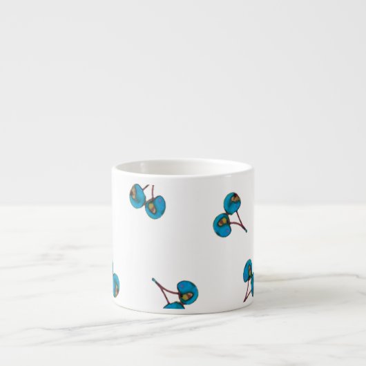 Blue Cherry Pattern Espresso Kop (Voorkant)