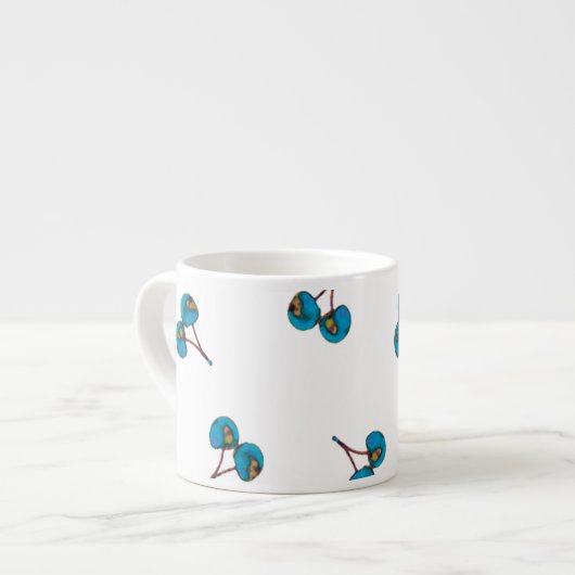 Blue Cherry Pattern Espresso Kop (Links)