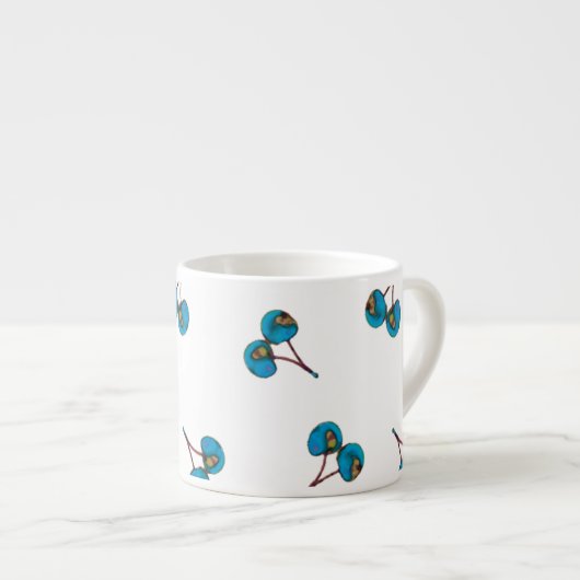 Blue Cherry Pattern Espresso Kop (Voorkant rechts)