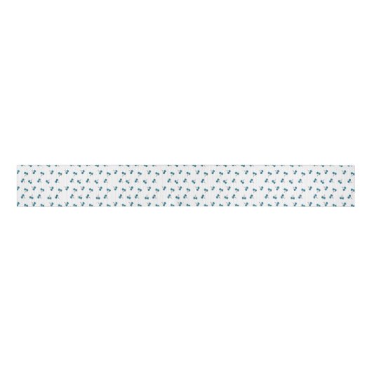 Blue Cherry Pattern Grosgrain Lint (Voorkant)